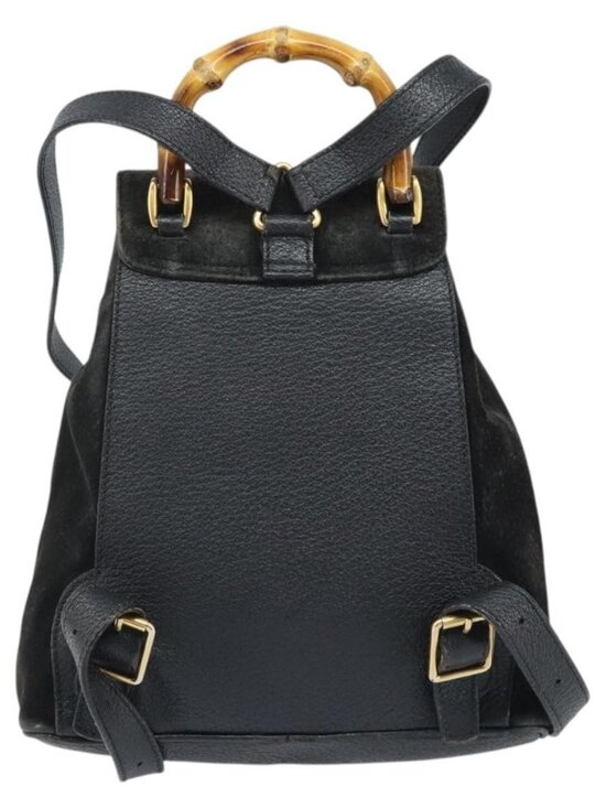 GUCCI Bamboo Backpack Suede Black Gold 003 1956 0030 Auth th6639 main image 15